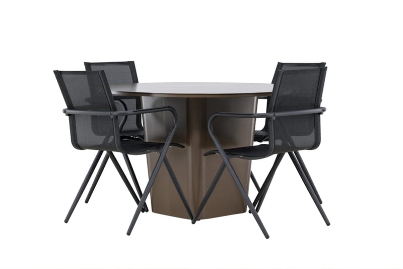 Santa Spisegruppe 120 cm Rund med 4 Alina Stoler - Brun - Hagemøbler - Hagegruppe - Spisegrupper hage
