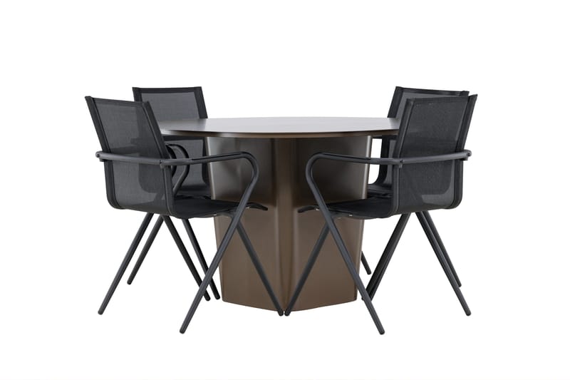 Santa Spisegruppe 120 cm Rund med 4 Alina Stoler - Brun - Hagemøbler - Hagegruppe - Spisegrupper hage