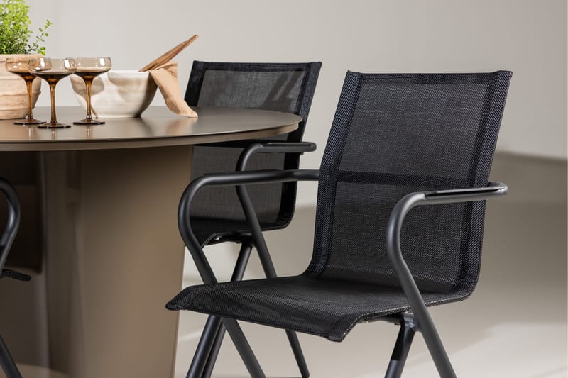 Santa Spisegruppe 120 cm Rund med 4 Alina Stoler - Brun - Hagemøbler - Hagegruppe - Spisegrupper hage