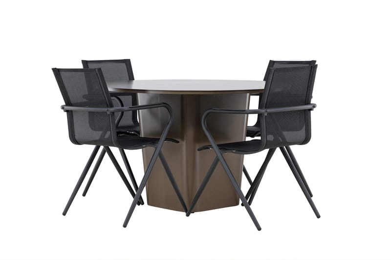 Santa Spisegruppe 120 cm Rund med 4 Alina Stoler - Brun - Hagemøbler - Hagegruppe - Spisegrupper hage