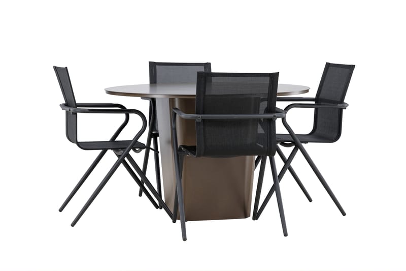 Santa Spisegruppe 120 cm Rund med 4 Alina Stoler - Brun - Hagemøbler - Hagegruppe - Spisegrupper hage