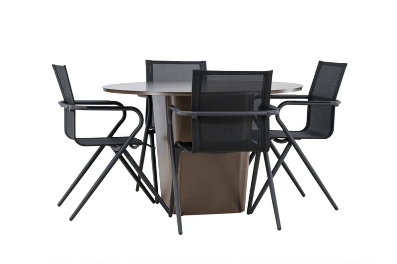 Santa Spisegruppe 120 cm Rund med 4 Alina Stoler - Brun - Hagemøbler - Hagegruppe - Spisegrupper hage