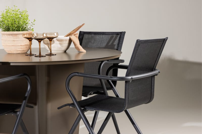 Santa Spisegruppe 120 cm Rund med 4 Alina Stoler - Brun - Hagemøbler - Hagegruppe - Spisegrupper hage
