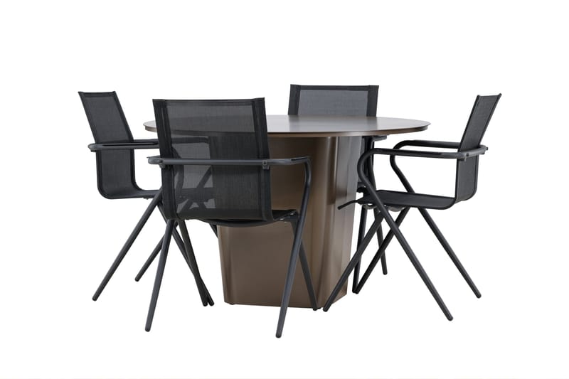 Santa Spisegruppe 120 cm Rund med 4 Alina Stoler - Brun - Hagemøbler - Hagegruppe - Spisegrupper hage