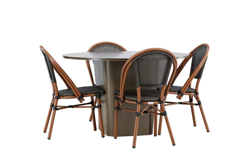 Santa Spisegruppe 120 cm Rund med 4 Guarda Stoler - Brun - Hagemøbler - Hagegruppe - Spisegrupper hage