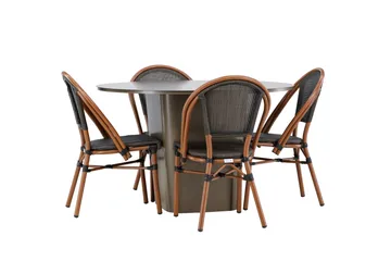 Santa Spisegruppe 120 cm Rund med 4 Guarda Stoler - Brun - Hagemøbler - Hagegruppe - Spisegrupper hage