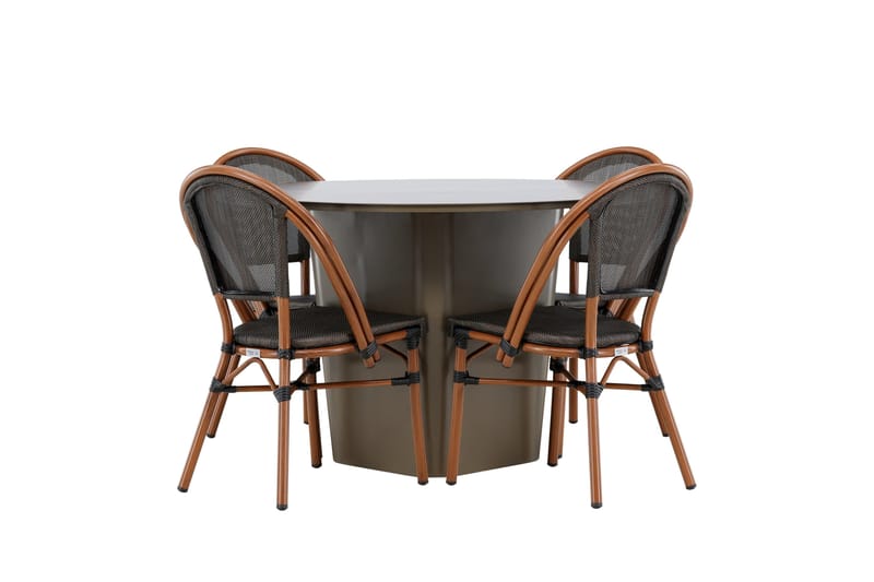 Santa Spisegruppe 120 cm Rund med 4 Guarda Stoler, Brun