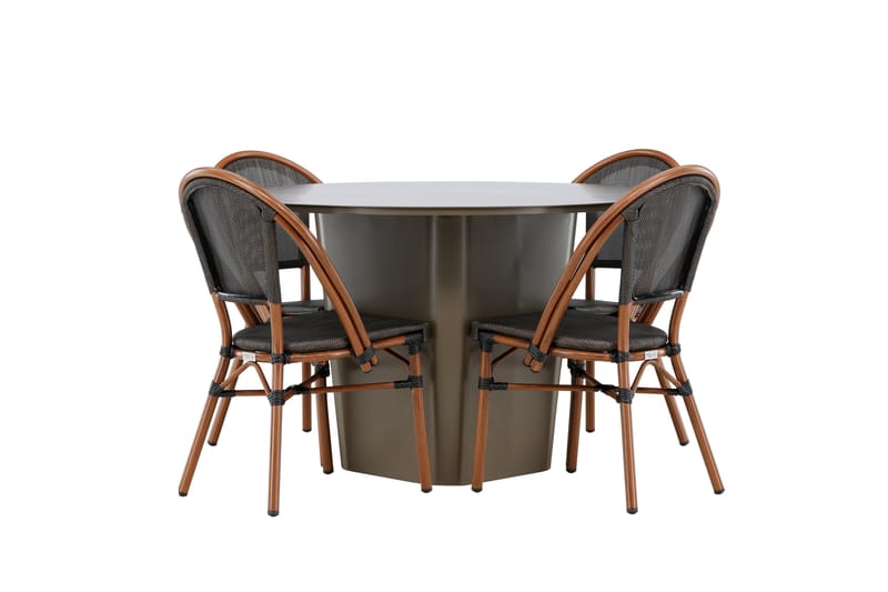 Santa Spisegruppe 120 cm Rund med 4 Guarda Stoler - Brun - Hagemøbler - Hagegruppe - Spisegrupper hage