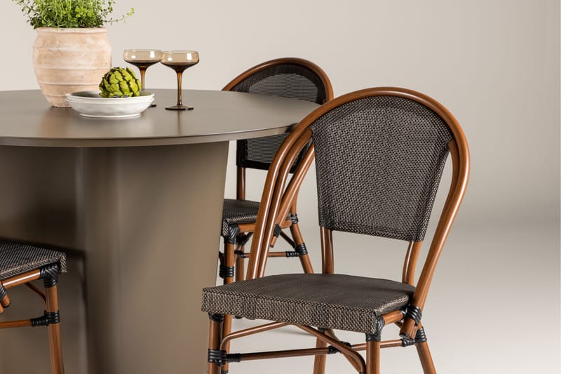 Santa Spisegruppe 120 cm Rund med 4 Guarda Stoler - Brun - Hagemøbler - Hagegruppe - Spisegrupper hage