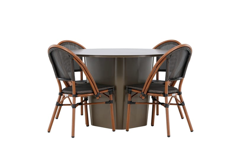Santa Spisegruppe 120 cm Rund med 4 Guarda Stoler - Brun - Hagemøbler - Hagegruppe - Spisegrupper hage
