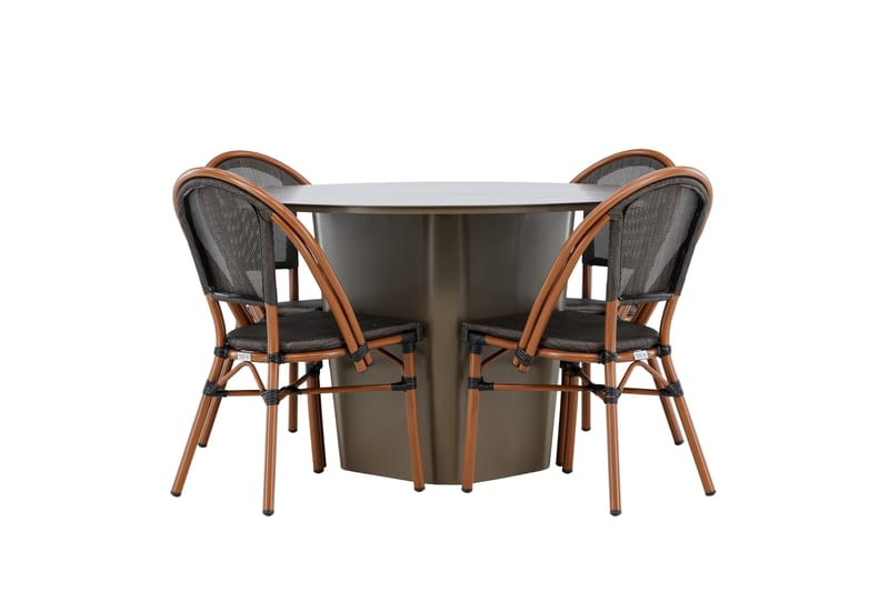 Santa Spisegruppe 120 cm Rund med 4 Guarda Stoler - Brun - Hagemøbler - Hagegruppe - Spisegrupper hage