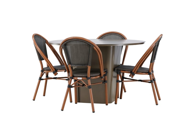 Santa Spisegruppe 120 cm Rund med 4 Guarda Stoler - Brun - Hagemøbler - Hagegruppe - Spisegrupper hage