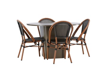 Santa Spisegruppe 120 cm Rund med 4 Guarda Stoler - Brun - Hagemøbler - Hagegruppe - Spisegrupper hage