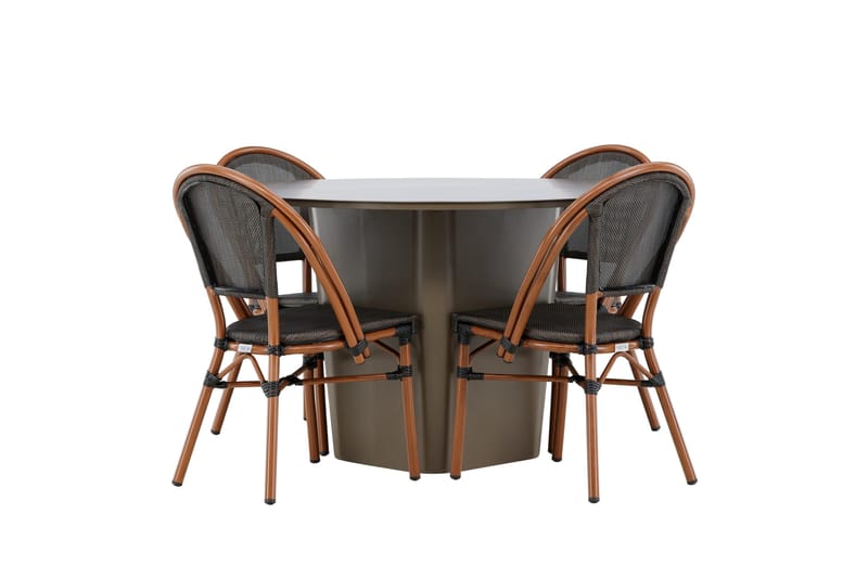 Santa Spisegruppe 120 cm Rund med 4 Guarda Stoler - Brun - Hagemøbler - Hagegruppe - Spisegrupper hage