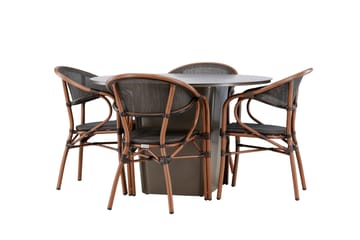 Santa Spisegruppe 120 cm Rund med 4 Vila Real Stoler - Brun - Hagemøbler - Hagegruppe - Spisegrupper hage