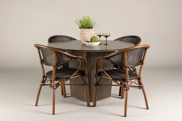 Santa Spisegruppe 120 cm Rund med 4 Vila Real Stoler - Brun - Hagemøbler - Hagegruppe - Spisegrupper hage