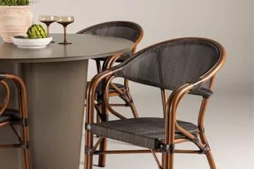 Santa Spisegruppe 120 cm Rund med 4 Vila Real Stoler - Brun - Hagemøbler - Hagegruppe - Spisegrupper hage