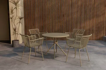 Sifnos spisegruppe 90 cm med 4 stoler utendørs - Beige - Hagemøbler - Hagegruppe - Spisegrupper hage