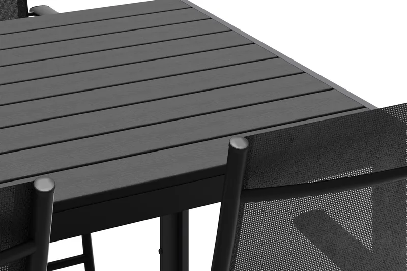 Siri rektangulært utebord 150 cm med 4 Sanna utestoler - Svart - Hagemøbler - Hagegruppe - Spisegrupper hage