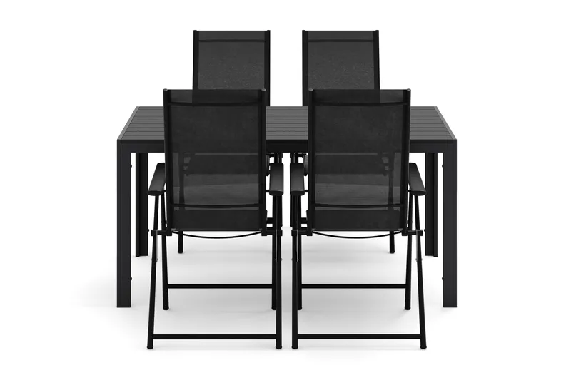 Siri rektangulært utebord 150 cm med 4 Sanna utestoler - Svart - Hagemøbler - Hagegruppe - Spisegrupper hage