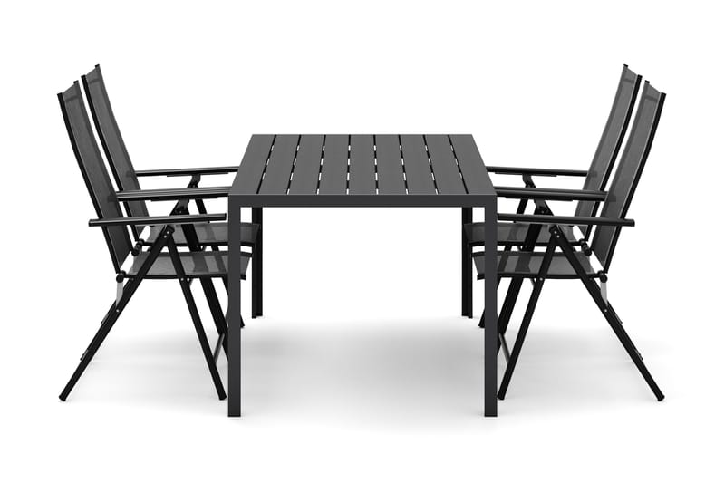 Siri rektangulært utebord 150 cm med 4 Sanna utestoler - Svart - Hagemøbler - Hagegruppe - Spisegrupper hage