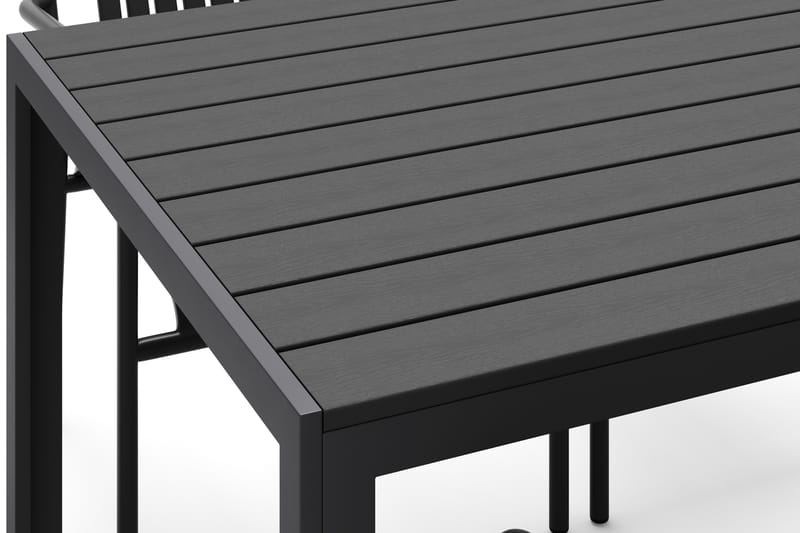Siri Spisebord 150 cm med 4 Gardeno Spisestoler - Svart - Hagemøbler - Hagegruppe - Spisegrupper hage