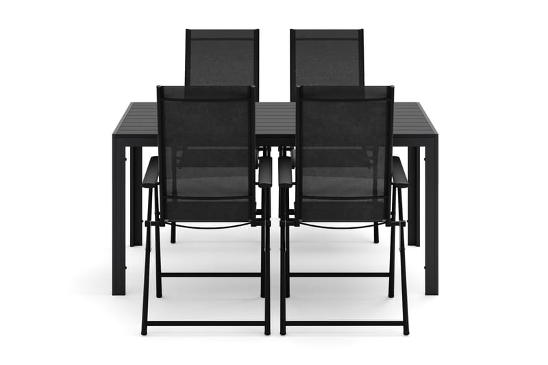 Siri Spisebord 150 cm med 4 Sanna Spisestoler - Svart - Hagemøbler - Hagegruppe - Spisegrupper hage