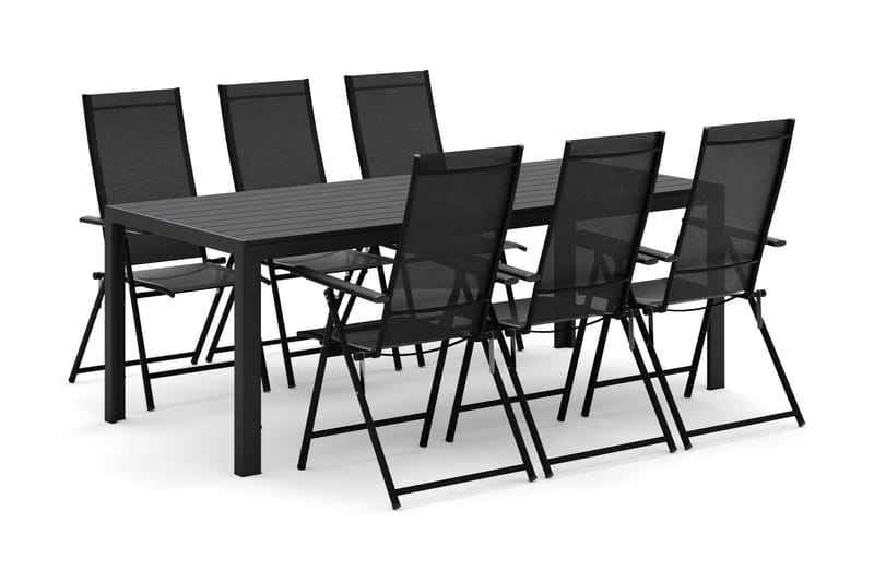 Siri Spisebord 205 cm med 6 Sanna Spisestoler - Svart - Hagemøbler - Hagegruppe - Spisegrupper hage