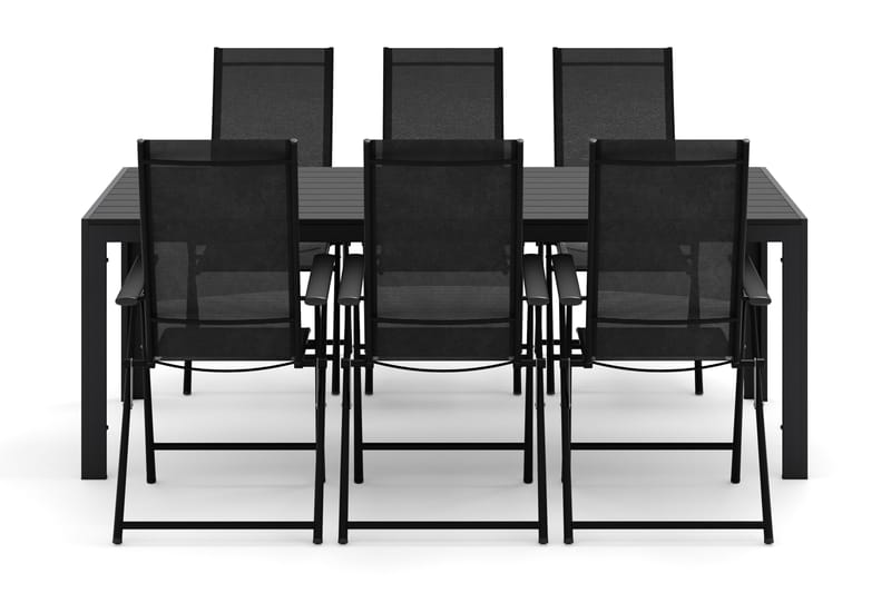 Siri Spisebord 205 cm med 6 Sanna Spisestoler - Svart - Hagemøbler - Hagegruppe - Spisegrupper hage