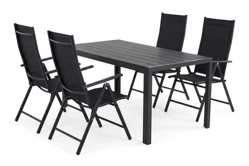 Siri spisegruppe utendørs 150 cm med 4 Maggie polstret sammenleggbar regulerbar stol, undefined