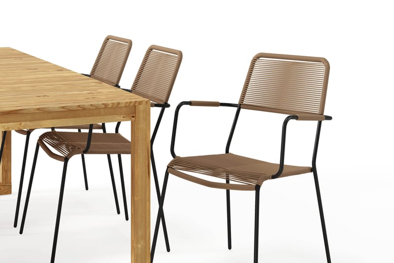 Sofie Spisebord 180 cm med 6 Lindos Spisestoler - Tre/Natur - Hagemøbler - Hagegruppe - Spisegrupper hage