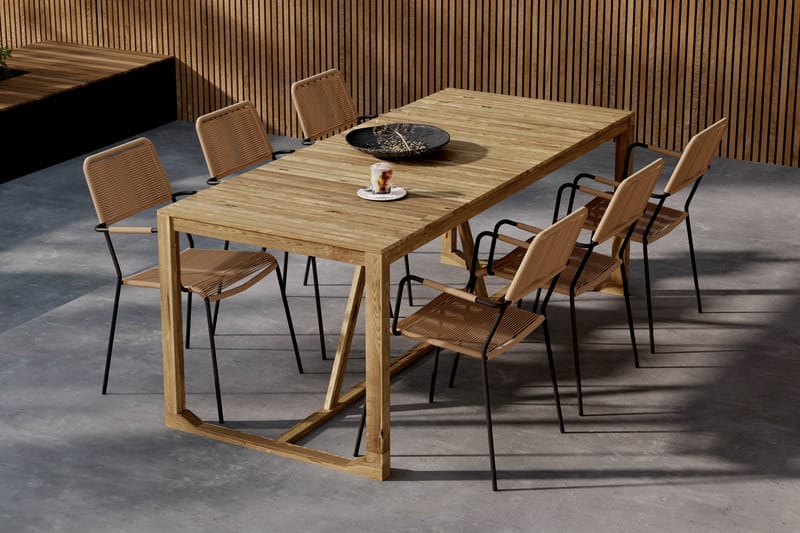 Sofie Spisebord 180 cm med 6 Lindos Spisestoler - Tre/Natur - Hagemøbler - Hagegruppe - Spisegrupper hage