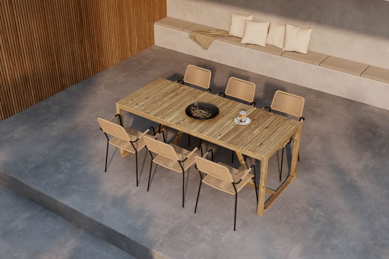 Sofie Spisebord 180 cm med 6 Lindos Spisestoler - Tre/Natur - Hagemøbler - Hagegruppe - Spisegrupper hage