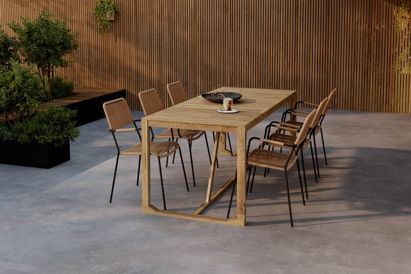 Sofie Spisebord 180 cm med 6 Lindos Spisestoler - Tre/Natur - Hagemøbler - Hagegruppe - Spisegrupper hage
