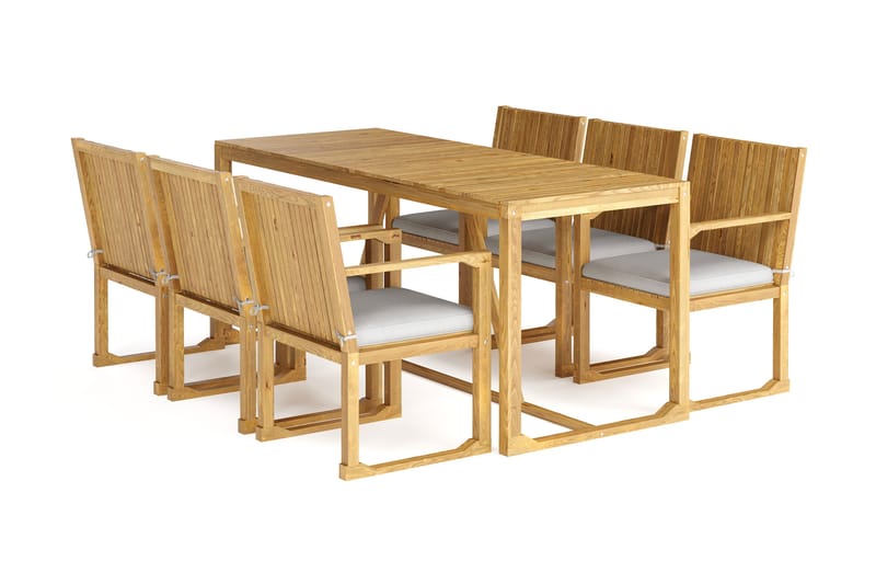 Sofie Spisebord 180 cm med 6 Sofie Spisestoler - Tre/Natur - Hagemøbler - Hagegruppe - Spisegrupper hage
