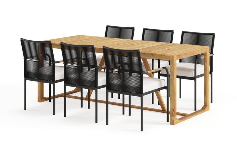 Sofie Spisebord 180 cm med 6 Sonia Spisestoler - Tre/Natur - Hagemøbler - Hagegruppe - Spisegrupper hage