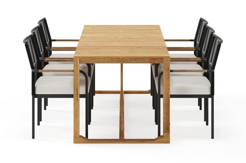 Sofie Spisebord 180 cm med 6 Sonia Spisestoler - Tre/Natur - Hagemøbler - Hagegruppe - Spisegrupper hage