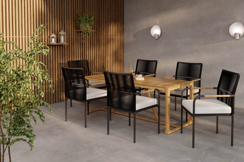 Sofie Spisebord 180 cm med 6 Sonia Spisestoler - Tre/Natur - Hagemøbler - Hagegruppe - Spisegrupper hage