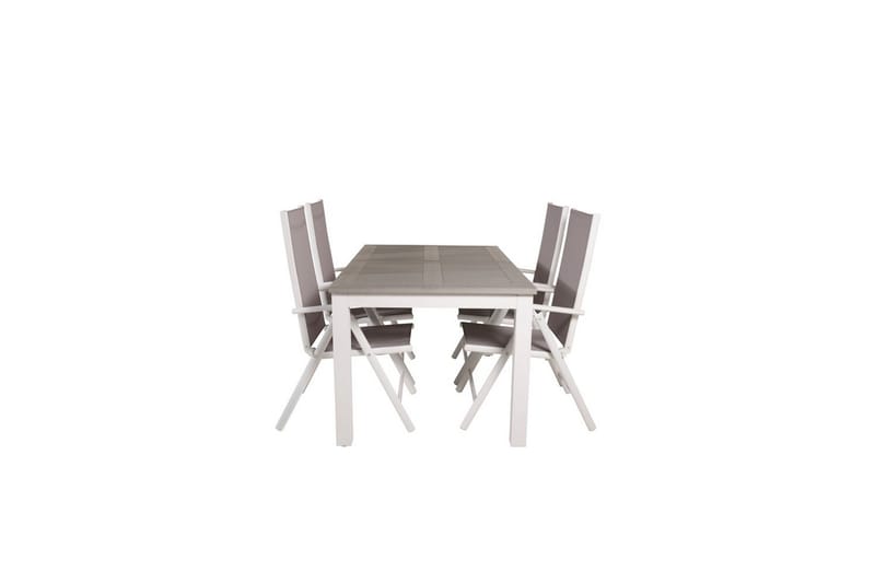 Spisegruppe Albany Rektangulært 125/210x90 cm Hvit / Grå med Break Stoler 4 stk - 4 stk - Hagemøbler - Hagegruppe - Spisegrupper hage