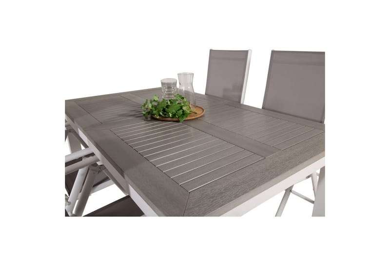 Spisegruppe Albany Rektangulært 125/210x90 cm Hvit / Grå med Break Stoler 4 stk - 4 stk - Hagemøbler - Hagegruppe - Spisegrupper hage
