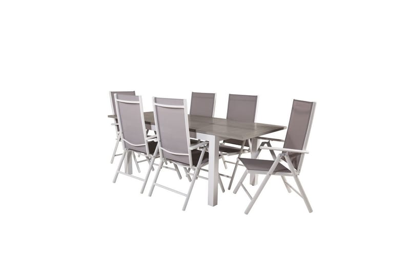 Spisegruppe Albany Rektangulært 125/210x90 cm Hvit / Grå med Break Stoler 6 stk - 6 stk - Hagemøbler - Hagegruppe - Spisegrupper hage