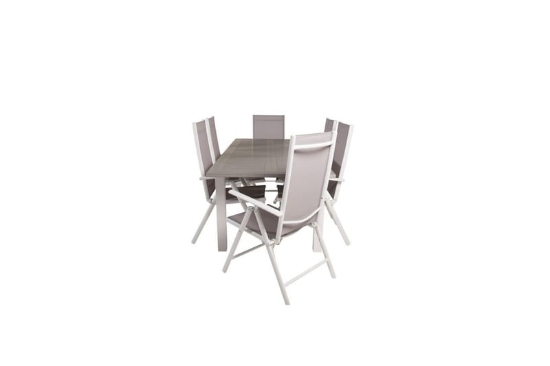 Spisegruppe Albany Rektangulært 125/210x90 cm Hvit / Gr�å med Break Stoler 6 stk - 6 stk - Hagemøbler - Hagegruppe - Spisegrupper hage