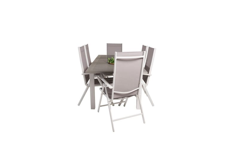 Spisegruppe Albany Rektangulært 125/210x90 cm Hvit / Grå med Break Stoler 6 stk - 6 stk - Hagemøbler - Hagegruppe - Spisegrupper hage