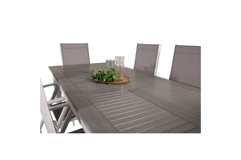 Spisegruppe Albany Rektangulært 125/210x90 cm Hvit / Grå med Break Stoler 6 stk - 6 stk - Hagemøbler - Hagegruppe - Spisegrupper hage