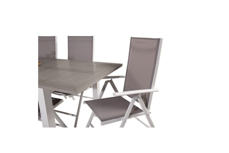 Spisegruppe Albany Rektangulært 125/210x90 cm Hvit / Grå med Break Stoler 6 stk - 6 stk - Hagemøbler - Hagegruppe - Spisegrupper hage