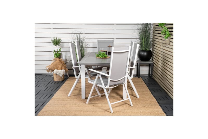Spisegruppe Albany Rektangulært 125/210x90 cm Hvit / Grå med Break Stoler 6 stk - 6 stk - Hagemøbler - Hagegruppe - Spisegrupper hage