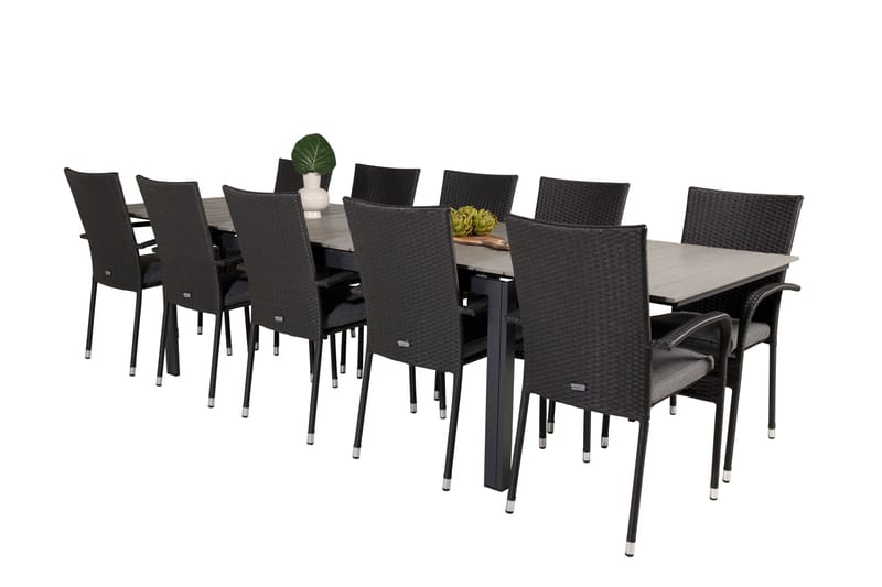 Spisegruppe for utendørsbruk Levels bord 229/310 – svart/grå – Anna-stol – svart 10 Svart/grå - Hagemøbler - Hagegruppe - Spisegrupper hage