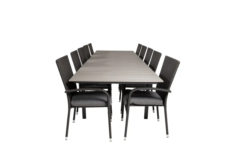 Spisegruppe for utendørsbruk Levels bord 229/310 – svart/grå – Anna-stol – svart 10 Svart/grå, undefined