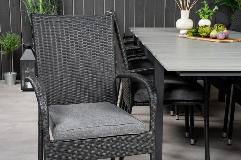 Spisegruppe for utendørsbruk Levels bord 229/310 – svart/grå – Anna-stol – svart 10 Svart/grå - Hagemøbler - Hagegruppe - Spisegrupper hage