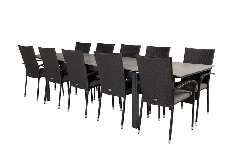 Spisegruppe for utendørsbruk Levels bord 229/310 – svart/grå – Anna-stol – svart 10 Svart/grå - Hagemøbler - Hagegruppe - Spisegrupper hage